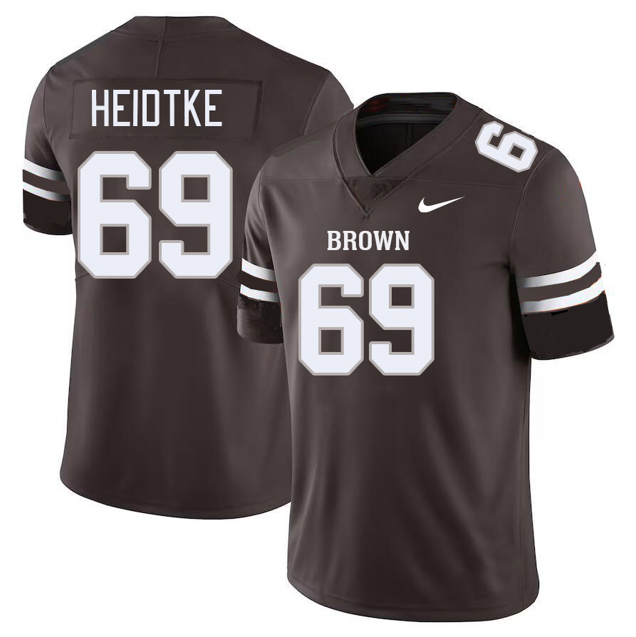 Men-Youth #69 AJ Heidtke 2023 Brown Bears College Football Jerseys Stitched-Brown